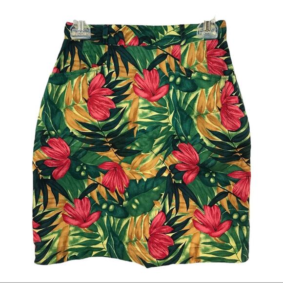 Vintage Ivy Brown Tropical Skirt - Picture 1 of 12
